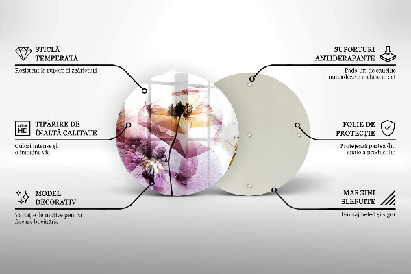 Üveg vágódeszka Finom virágok