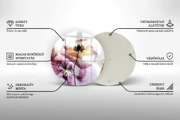 Üveg vágódeszka Finom virágok