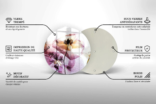 Üveg vágódeszka Finom virágok