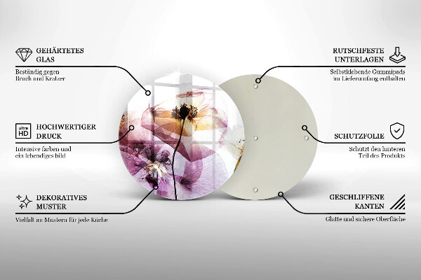 Üveg vágódeszka Finom virágok