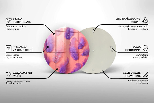 Üveg vágódeszka Bolyhos tollak