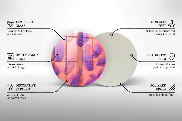 Üveg vágódeszka Bolyhos tollak