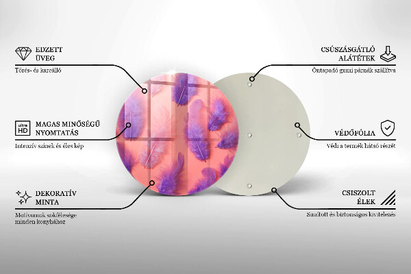 Üveg vágódeszka Bolyhos tollak