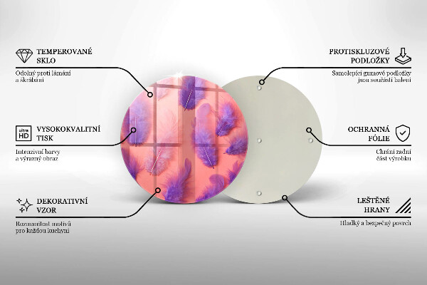 Üveg vágódeszka Bolyhos tollak