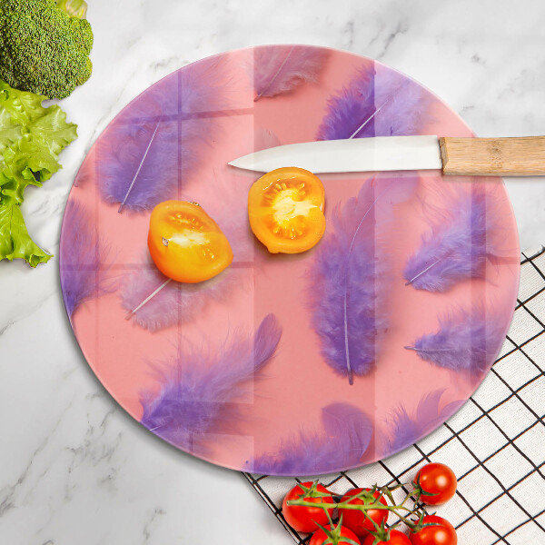 Üveg vágódeszka Bolyhos tollak