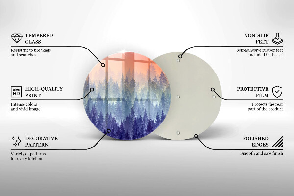 Üveg vágódeszka Erdő naplementekor
