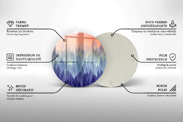 Üveg vágódeszka Erdő naplementekor