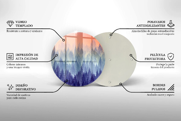 Üveg vágódeszka Erdő naplementekor