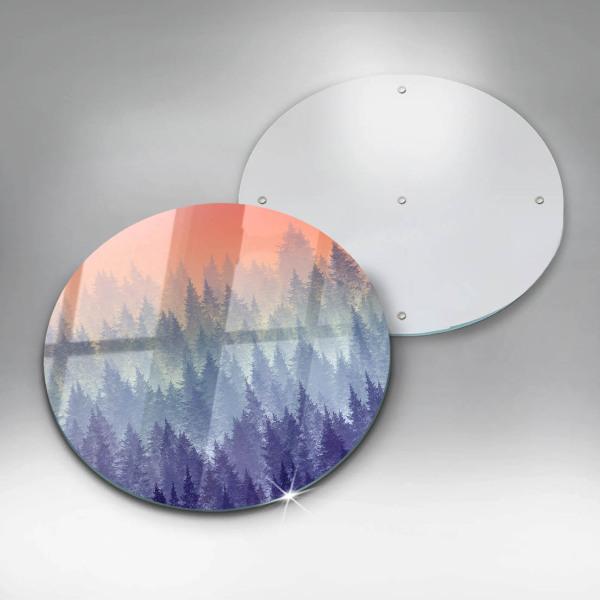 Üveg vágódeszka Erdő naplementekor