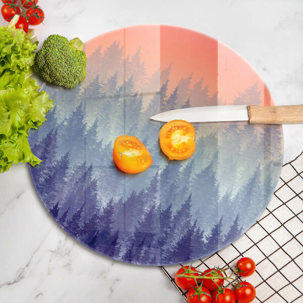 Üveg vágódeszka Erdő naplementekor