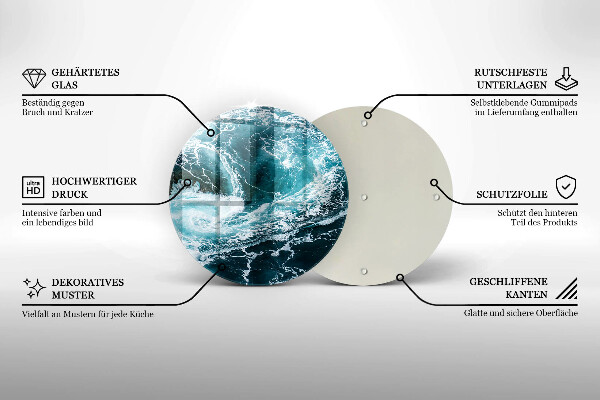 Üveg vágódeszka Habzó vízhullámok