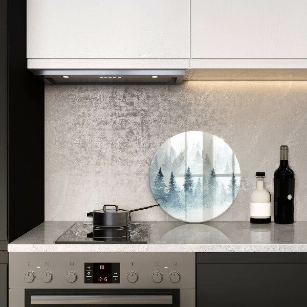 Üveg vágódeszka Festett téli erdő