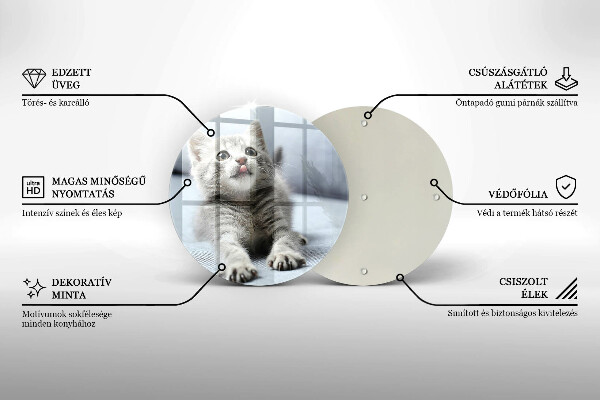 Üveg vágódeszka Aranyos kis cica