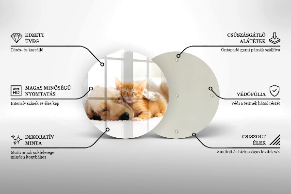 Üveg vágódeszka Állatok kutya és macska