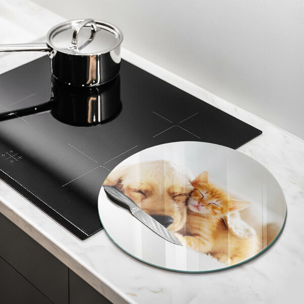 Üveg vágódeszka Állatok kutya és macska