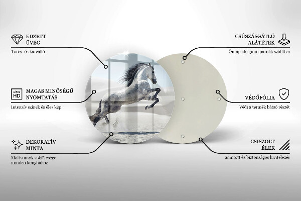 Üveg vágódeszka Fehér lólovas