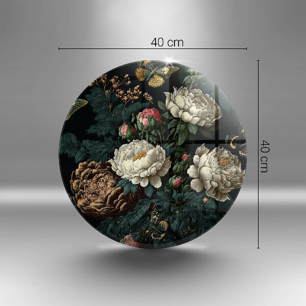 Üveg vágódeszka Vintage bazsarózsa virágok