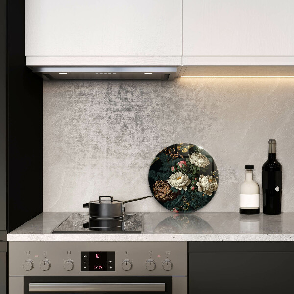 Üveg vágódeszka Vintage bazsarózsa virágok