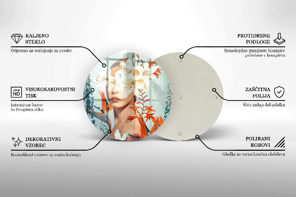 Üveg vágódeszka Nő virágban