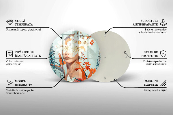 Üveg vágódeszka Nő virágban