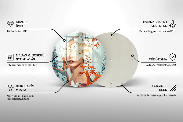 Üveg vágódeszka Nő virágban