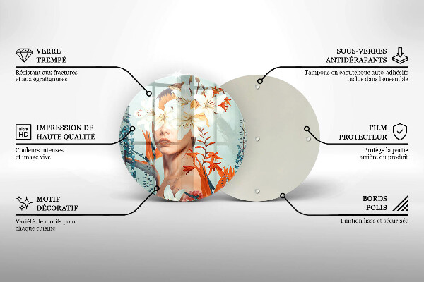 Üveg vágódeszka Nő virágban