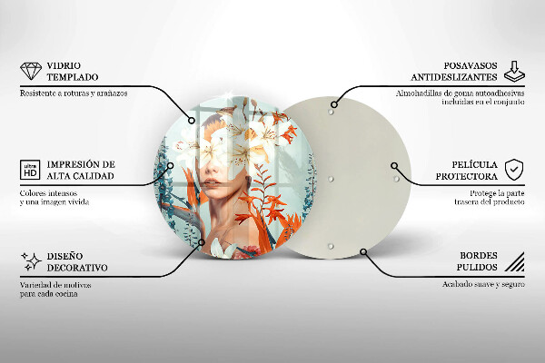 Üveg vágódeszka Nő virágban