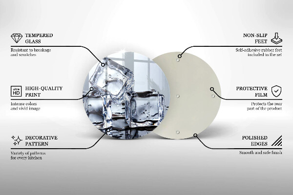 Üveg vágódeszka Jégkockák