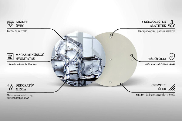 Üveg vágódeszka Jégkockák