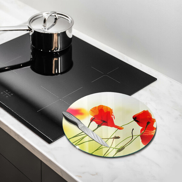 Üveg vágódeszka Piros pipacs virágok