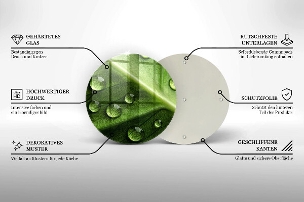 Üveg vágódeszka Természet harmat és levél