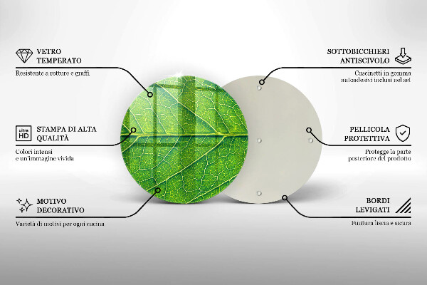 Üveg vágódeszka Természetes levélerek