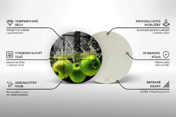 Üveg vágódeszka Zöld alma és víz