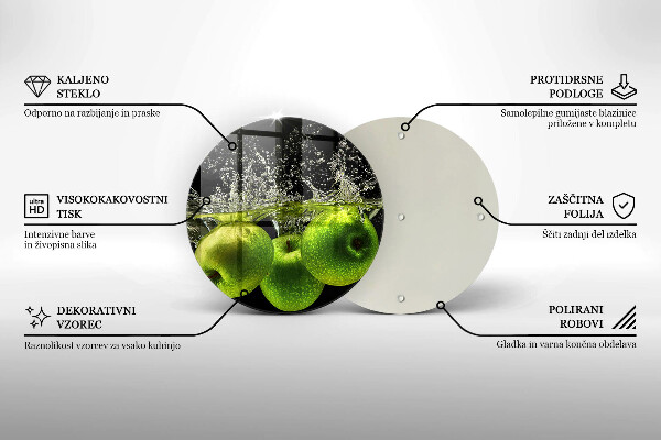 Üveg vágódeszka Zöld alma és víz