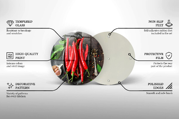 Üveg vágódeszka Piros chili paprika