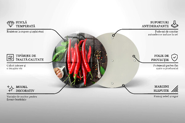 Üveg vágódeszka Piros chili paprika