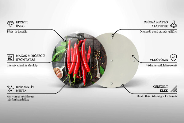 Üveg vágódeszka Piros chili paprika