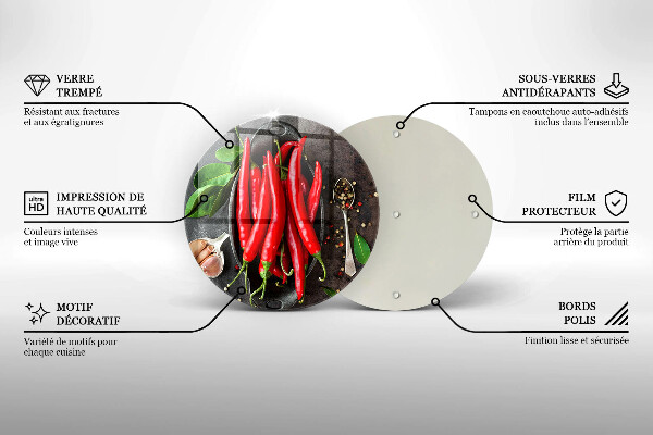 Üveg vágódeszka Piros chili paprika