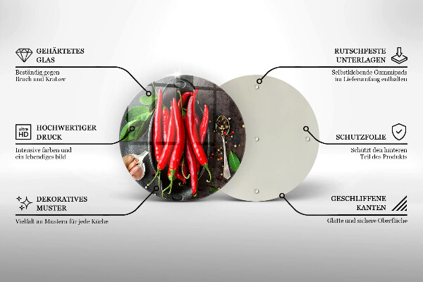 Üveg vágódeszka Piros chili paprika