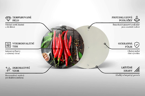 Üveg vágódeszka Piros chili paprika