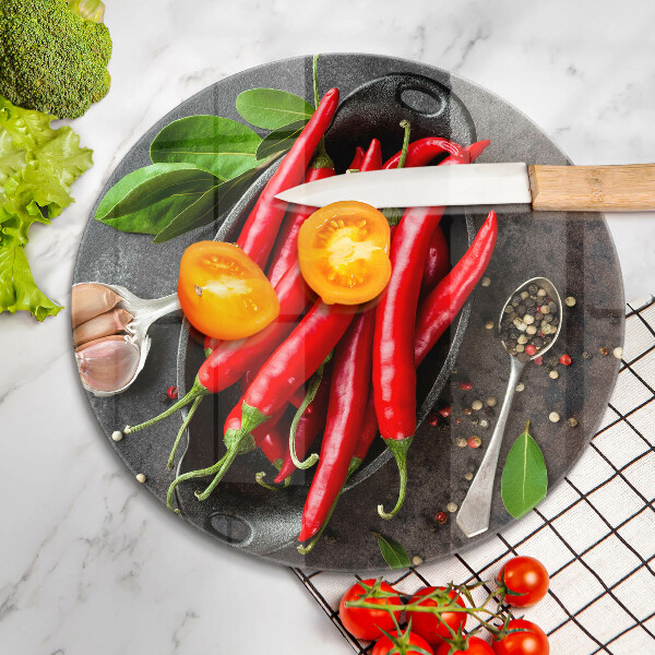 Üveg vágódeszka Piros chili paprika