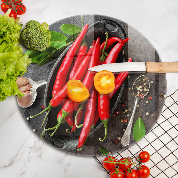 Üveg vágódeszka Piros chili paprika