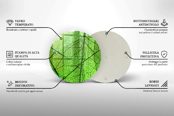 Üveg vágódeszka Természetes levélerek