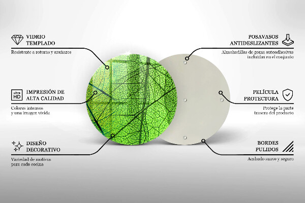 Üveg vágódeszka Természetes levélerek