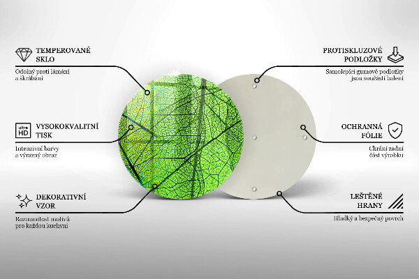 Üveg vágódeszka Természetes levélerek