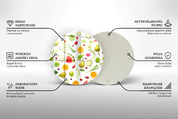 Üveg vágódeszka Gyümölcsök és zöldségek minta