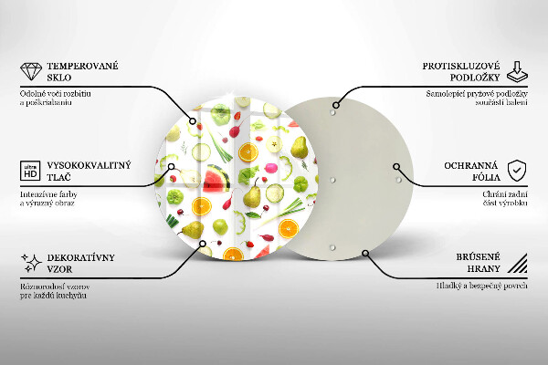 Üveg vágódeszka Gyümölcsök és zöldségek minta