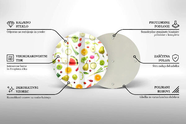 Üveg vágódeszka Gyümölcsök és zöldségek minta