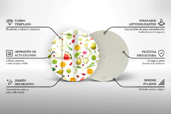 Üveg vágódeszka Gyümölcsök és zöldségek minta