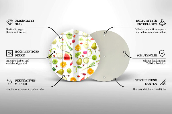 Üveg vágódeszka Gyümölcsök és zöldségek minta